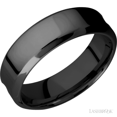 Zirconium with Polish , Polish Finish and Green Opal Inlay Custom Wedding Band