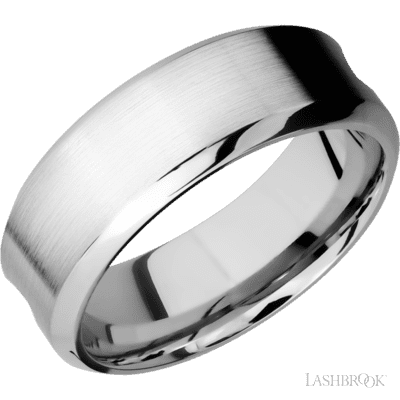 Cobalt Chrome with Polish , Polish Finish and Blue Green Opal Inlay Custom Wedding Band