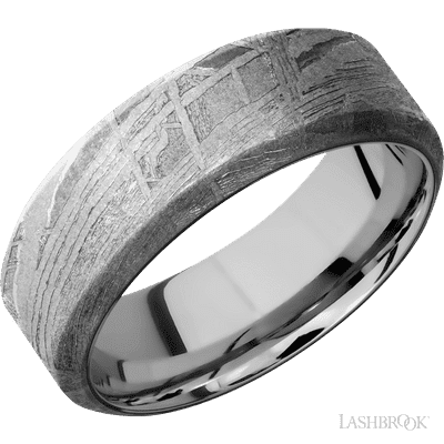 Meteorite and Sea Blue Inlay and Tantalum Sleeve Custom Wedding Band