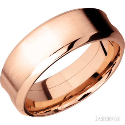 14K Rose Gold with Polish Finish and Zirconium Inlay Custom Wedding Band