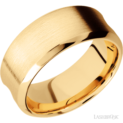 14K Yellow Gold with Satin , Polish Finish and Black Onyx Inlay Custom Wedding Band
