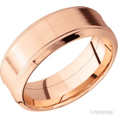 14K Rose Gold with Satin , Polish Finish and Zirconium Inlay