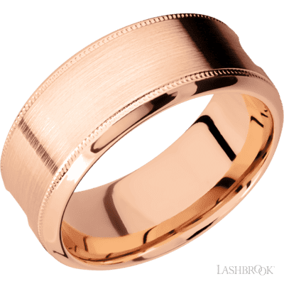 14K Rose Gold with Satin , Polish Finish and Silver Carbon Fiber Inlay