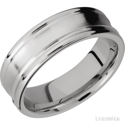 14K White Gold with Satin , Polish Finish and 14K Rose Gold Inlay