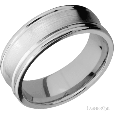 10K White Gold with Satin , Polish Finish and Dinosaur Bone Tan Inlay