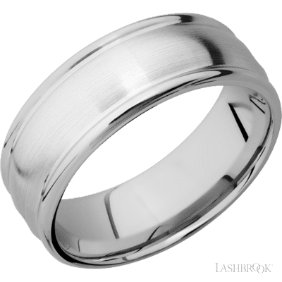 14K White Gold with Satin , Polish Finish Custom Wedding Band