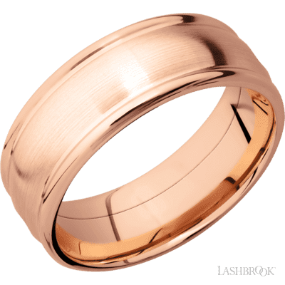 14K Rose Gold with Polish , Polish Finish and Titanium Inlay