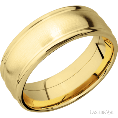 14K Yellow Gold with Satin , Polish Finish and Titanium Inlay