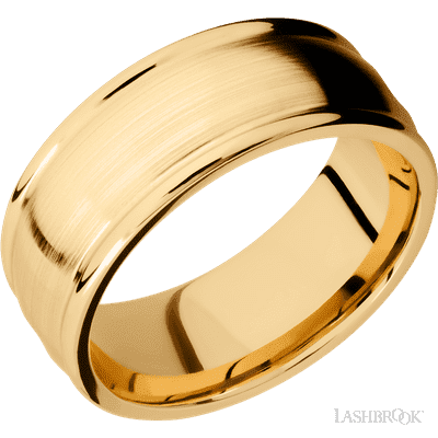 14K Yellow Gold with Bead , Polish Finish and Forged Carbon Fiber Sleeve