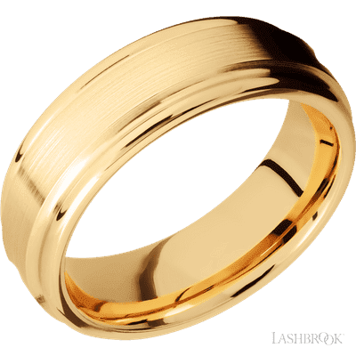 14K Yellow Gold with Satin , Polish Finish and Carbon Fiber Inlay