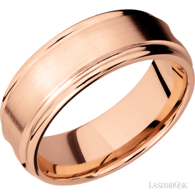14K Rose Gold with Machine , Polish Finish and Ebony Inlay